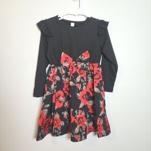 NWOT! Girls' Black and Red Floral Dress